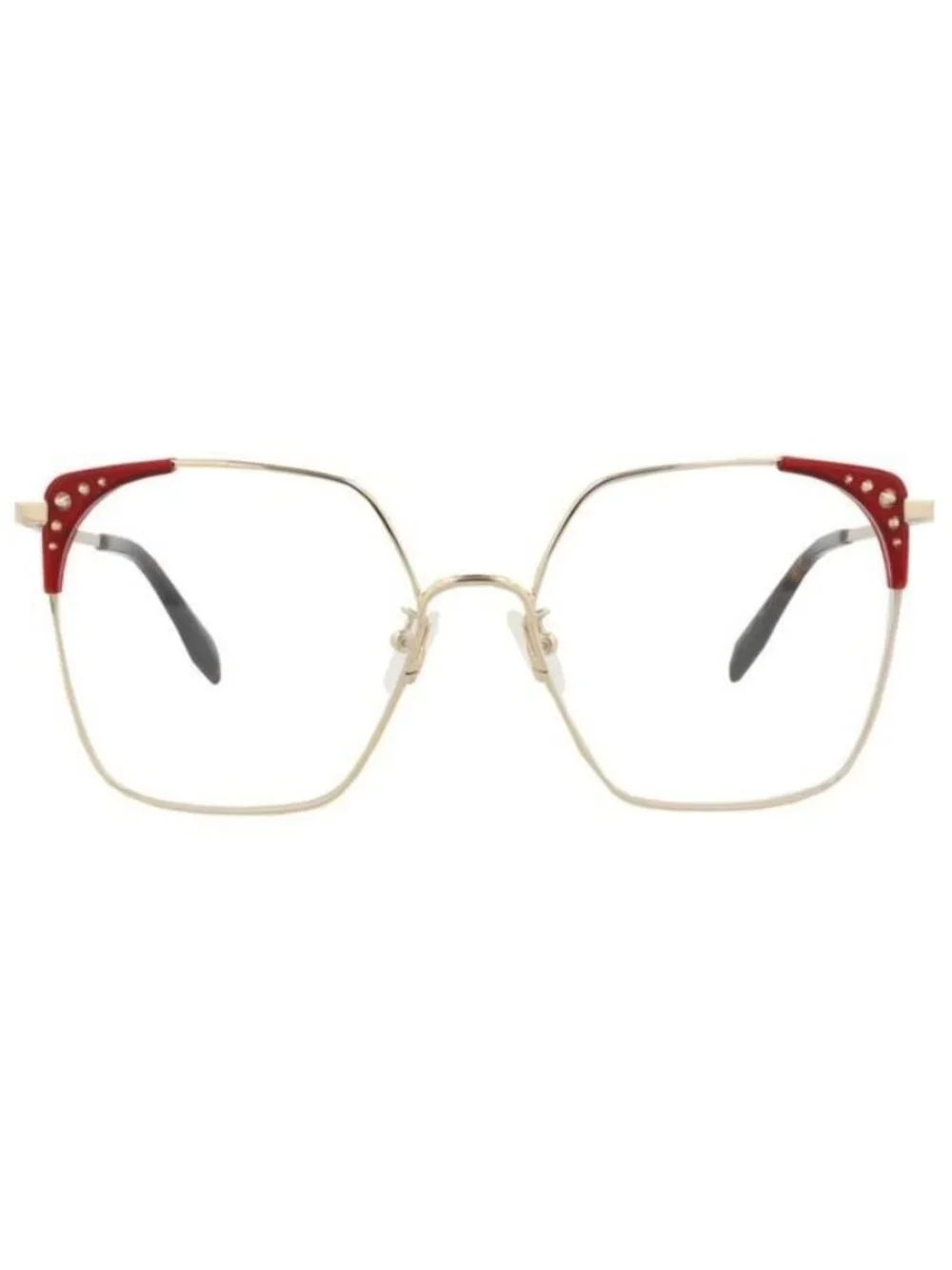 New Alexander McQueen Womens Square/Rectangle Gold Gold Transparent Fashion Desi